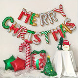 Merry Christmas Balloon Banner Set, 16 Inch 3D Foil Balloons, Candy Style Santa Claus Snowman Deer, Festive Party Decor, Indoor & Outdoor Use, No Power Needed, First Communion Party Supplies