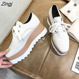 kamames Spring New Women Flat Platform Shoes Slip on Moccains Ladies Casual Shoes Woman Thick Sole Brogue Creepers Sneakers