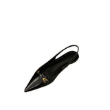 kamames Flat-Bottomed Black Baotou Sandals Fairy Shoes 2023 New Spring And Summer Pointed Diamond Single Shoes