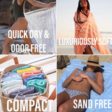 Buy 1 Get 1 Free, total of 2 pcs Luxury Oversized Turkish Beach Towels - Ultra-Absorbent, Quick-Dry, Sand-Repellent, Lightweight, Compact, and Soft Cotton Pool Towels for Swim Cover-Up, Travel, and Beach Essentials - Prewashed for Softness and Easy Care