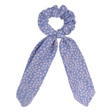 Korean Bow Long Ribbon Hair Scrunchie Chiffon Floral Print Sweet Elastic Hair Band Ponytail Hair Scarf Hair Tie Hair Accessories