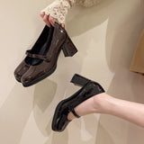 kamames High-Heeled Fairy Mary Jane Shoes Spring 2024 New Vintage Medium-Heeled JK Shoes Lori Black Single Shoes