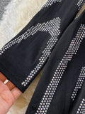 kamames Women Sexy Black Bling Diamonds Bodycon Mini Dress Female Spring Autumn Elegant V-Neck Long Sleeve High Waist Party Vestidos New