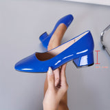 Womens Square Toe Dress Pumps - Rich Solid Hue, Chunky Heels - Comfortable, Slip-On, Timeless Elegance for Formal & Daily Chic