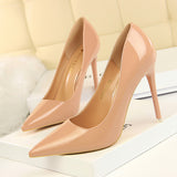 2025 9511-6  style fashionable simple thin heel super high heel patent leather shallow mouth pointed head sexy nightclub showing thin women's single shoes