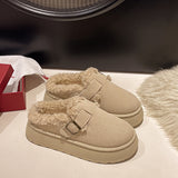 kamames Version Of Muffin Thick-Soled Woolen Shoes Women In 2024 Winter New Snow Boots Wearing Warm And Velveteen Semi-Slippers