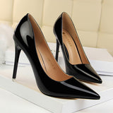 2025 9511-6  style fashionable simple thin heel super high heel patent leather shallow mouth pointed head sexy nightclub showing thin women's single shoes