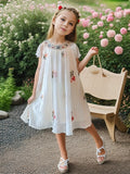 Charming Girls Sleeveless Tulle Dress - Summer Floral, Breathable Cotton, Perfect for Parties & Everyday Fun