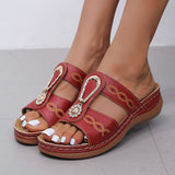 kamames Drill Exclamation Mark Slippers Women's Shoes Large Size Casual Pedaling Sewing Thread Slope Striped Sandals