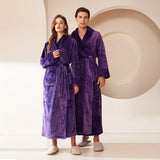 Ultra-Soft, Quick-Dry Flannel Bathrobe for Couples - Extra Long & Thick, Absorbent, Loose Fit with Pockets - Perfect for Home, Spa, and Hotel Use