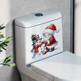 Santa & Snowman Christmas Wall Decal - Self-Adhesive, Reusable Holiday Decor for Bathroom, Perfect for Toilet Seats & Water Tanks, Festive Home Decoration Sticker