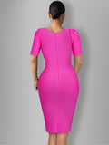 kamames Pink Bandage Dress 2022 Women Bandage Dress Bodycon Elegant Sexy Short Sleeve Evening Party Dress Evening Club Outfits