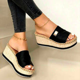 kamames kamames 2024 Summer Women's Fish Mouth Cloth Cover Fashion Sandals And Slippers Heeled Women's Shoes