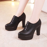 kamames Style Deep-Mouth Single Shoes Women's Thick Heels Thick-Soled Waterproof Table Pointed Large Size Black Work Shoes Women's Catwalk Shoes