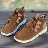 kamames Barrel Women's Suede Cotton Boots 2024 New Elastic Belt Martin Boots Large Size Cotton Shoes High Upper Cloth Casual Shoes