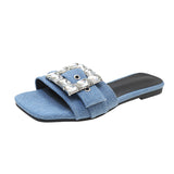 kamames kamames Summer Flat Slippers Square Headed Lazy Shoes Sexy Fashion Beach Slippers Female Toe Slippers