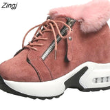 kamames women's hidden heels plush warm winter sneakers casual ladies Side zipper high platform casual shoes woman L1102