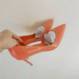 kamames Jelly Orange Shoes Women Sexy Extremely High Heels Pointed Toe Slip On Stiletto Chic Pumps Ladies Party Wedding QP168