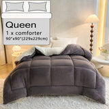 Luxurious Solid Color Fluffy Comforter - Triple-insulated, Hypoallergenic Down Alternative Filling - Velvety Fluffy Surface for Year-round Warmth - Premium Sherpa Texture - Perfect for Autumn, Winter, and Seasonal Transitions - Available in Twin, Full, Qu