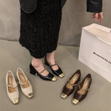 kamames Thick-Heeled Square Head Mary Jane Single Women's Shoes 2024 New Spring And Autumn Fragrant Style Evening Shoes