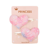 2Pcs/set Glitter Cartoon Cartoon Love Heart Crown Hair Clips For Girls Handmade Hairpins Boutique Barrette Kids Hair Accessories