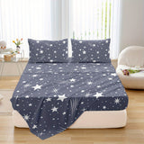 4-Piece Meteor Print Bedding Set - Soft, Breathable Comfort for Bedroom, Guest Room, Hotel - Includes Fitted & Flat Sheets, 2 Pillowcases