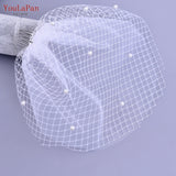 kamames YouLaPan VA01 Double layer White Birdcage veil Brides Luxury wedding accessories Beaded Birdcage Veil, Blusher Veil,Short Veil