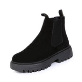 kamames Women Chelsea Boots Soft Leather Ankle Booties Women Spring Autumn Slip-On Platform Shoes Femme high heel boots black boots