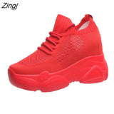 kamames Heels Platform Sneakers Women Breathable Air Mesh Wedge Sock Shoes Woman 2023 Spring Casual Shoes Zapatos De Mujer