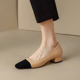 kamames kamames Color Small Fragrant Wind Square Head Thick Heel Single Shoes Female Spring And Autumn 2024 French Medium Heel Shallow Mouth Ladle Shoes French High-Heeled Shoes