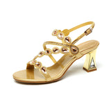 kamames Sandals Women's Summer 2024 New Fashionable Crystal High Heels Set With Diamonds Comfortable Rough Heels For Women's Shoes