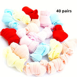 20 Or 40 Or 100 Pairs Of Toddler's Crew Socks, Soft Comfy Solid Color Children's Socks For Boys Girls All Seasons Wearing