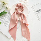 Korean Bow Long Ribbon Hair Scrunchie Chiffon Floral Print Sweet Elastic Hair Band Ponytail Hair Scarf Hair Tie Hair Accessories