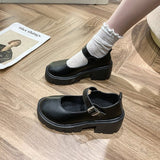 kamames kamames Leather Shoes New Spring 2023 British College Style Bright Leather High-Heeled Single Shoes Round Head Thick Soles Mary Jane Shoes