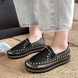 kamames Size Casual Shoes For Women In Spring 2023 New Love Shoes With Thick And Flat Rivets And Fashionable Women's Shoes