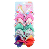 6 Pieces/Set JoJo Bows Jojo Siwa Rainbow Printed Knot Ribbon Bow For Girls Handmade Boutique Hair Clip Children Hair Accessories