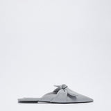 kamames ZARZ Woman 2022 Flat Shoes Spring Summer Pointed Sexy Bow Outer Wear Plus Size 41 Beige Lazy Sandals And Slippers Women Luxury
