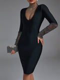 kamames Sleeve Bandage Dress 2022 New Women's Black Bodycon Dress Elegant Sexy Evening Club Party Dress High Quality Summer