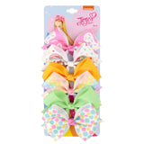 6 Pieces/Set JoJo Bows Jojo Siwa Rainbow Printed Knot Ribbon Bow For Girls Handmade Boutique Hair Clip Children Hair Accessories