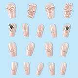 kamames kamames Ins Wind Short Wear Armor Pink Ballet Shoes French Nail Nail Love Glass Big Drill Nail Patch