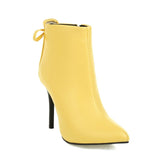kamames Stiletto Women's Boots Spring Autumn Ankle Boots Super High Heel Booties Zipper Winter Woman Shoes Black Pink Yellow White