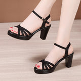 kamames High-Heel Thick-Heeled Sandals For Women 2023 Summer Thick-Soled Waterproof Platform One-Word Buckle Large-Size High-Heeled Shoes All Kinds Of Women's Sandals