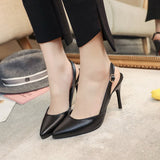 kamames Korean women's sexy pointed high heels shallow mouth comfortable PU One-button buckle solid color non-slip high-heeled shoes