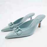 kamames ZARZ Summer Sandals Women 2022 Luxury Brand New Cross Leather Fashion Square Toe High Heel Muller Sandals Slippers Woman Shoes