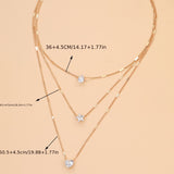 3-Layer Necklace With Rhinestone Pendants - Heart, Star, And Teardrop, Perfect For Holidays And Everyday Wear - Retro & Chic Style