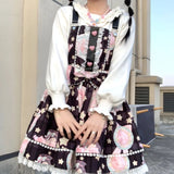 kamames Sweet Kawaii Jsk Lolita Dress Women Vintage Victorian Gothic Cartoon Sleeveless Bow Lace Princess Tea Party Dresses New