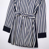 kamames Spring Style Striped Flute Shirt-Style Belt Dress 2783816