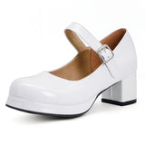 kamames Sgesvier 2021 Spring Women Buckle Comfortable Platform Thick High Heel Pumps Fashion Sweet Dress Shoes Yellow White Red Size 48