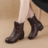 kamames kamames Autumn New Low-Heeled Crocodile Martin Boots Korean Version Leisure Fashion Leather Boots Warm And Comfortable Cotton Shoes