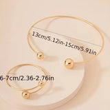 2pcs Exquisite 18K Gold Plated Retro Fashion Iron Open Bracelet and Necklace Set - Perfect for Birthdays, Anniversaries, and Graduation Christmas Gifts with Elegant Design and Durable Construction